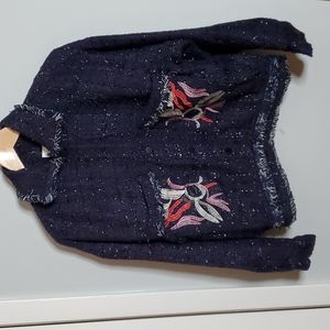 NWT Anthropologie FoxieDox Glitter Tweed Embroidered Jacket Size Small